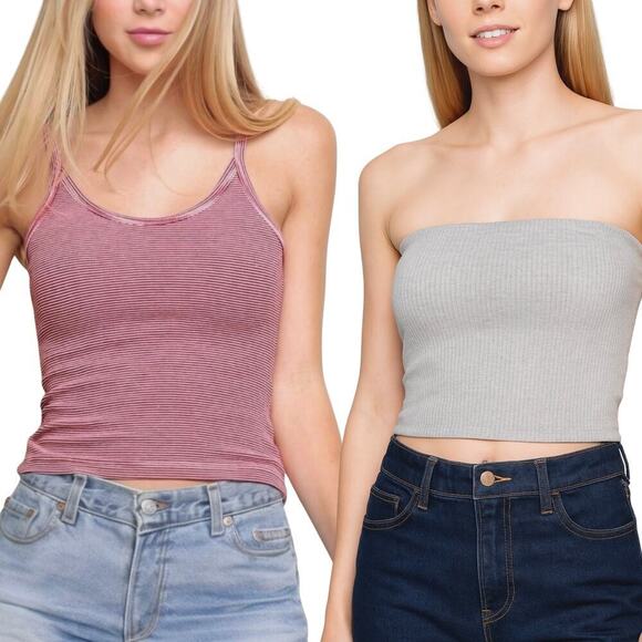 2 Brandy Melville Tops Tank Top and Tube Top One Size - Picture 1 of 11